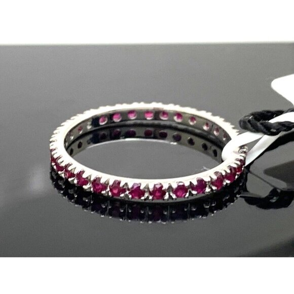 Suzy Levian Eternity Ring 14k White Gold Ruby 2mm Wedding Band Women's S… - Picture 2 of 14